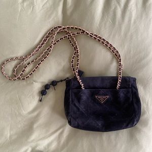 Vintage quilted suede Prada shoulder bag